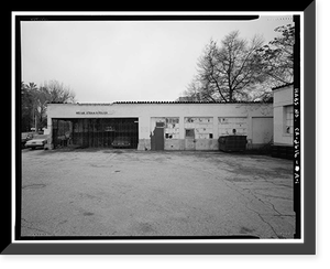 Historic Framed Print, C.F. Forbes Gas Station, Automobile Repair Shop, 195 North Raymond Avenue, Pasadena, Los Angeles County, CA,  17-7/8" x 21-7/8"