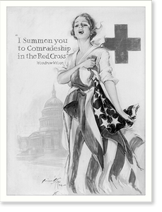 I summon you to comradeship in the Red Cross - Woodrow Wilson. Harrison Fisher 1918 American Lithographic Co. N.Y, Vintage Poster