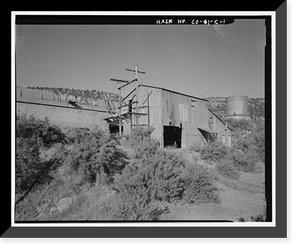 Historic Framed Print, Vanadium Corporation of America (VCA) Naturita Mill, Sampling Building & Ore Recieving Platform, 3 miles Northwest of Naturita, between Highway 141, Naturita vicinity, Montrose County, CO,  17-7/8" x 21-7/8"