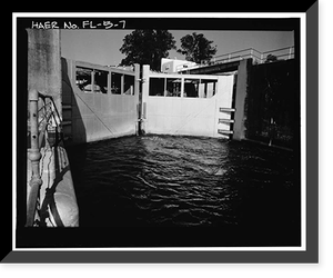 Historic Framed Print, Hurricane Gate Structure 4, Herbert Hoover Dike on Lake Okeechobee, Belle Glade, Palm Beach County, FL - 7,  17-7/8" x 21-7/8"