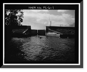 Hurricane Gate Structure 3, Herbert Hoover Dike on Lake Okeechobee, Belle Glade, Palm Beach County, FL, Historic Print
