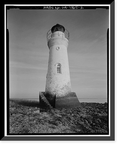 Cockspur Lighthouse, Cockspur Island, Savannah River, Savannah vicinity, Chatham County, GA - 2, Antique Print
