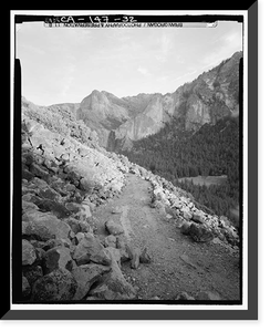 Historic Framed Print, Big Oak Flat Road, Between Big Oak Flat Entrance & Merced River, Yosemite Village, Mariposa County, CA - 23,  17-7/8" x 21-7/8"