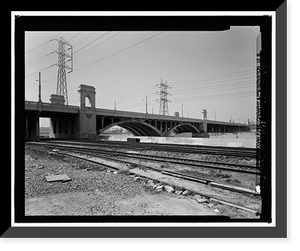 Historic Framed Print, First Street Bridge, Spanning Los Angeles River at First Street, Los Angeles, Los Angeles County, CA - 2,  17-7/8" x 21-7/8"