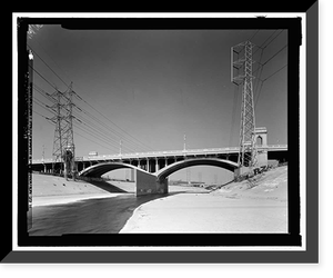 Historic Framed Print, First Street Bridge, Spanning Los Angeles River at First Street, Los Angeles, Los Angeles County, CA - 3,  17-7/8" x 21-7/8"
