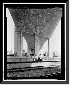 Historic Framed Print, Sixth Street Bridge, Spanning 101 Freeway at Sixth Street, Los Angeles, Los Angeles County, CA - 15,  17-7/8" x 21-7/8"