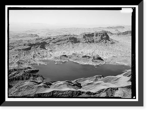 Historic Framed Print, Copper Basin Reservoir & Dam, 2.5 miles west of Gene Pump Plant, Parker Dam, San Bernardino County, CA - 2,  17-7/8" x 21-7/8"