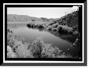 Historic Framed Print, Copper Basin Reservoir & Dam, 2.5 miles west of Gene Pump Plant, Parker Dam, San Bernardino County, CA - 6,  17-7/8" x 21-7/8"