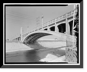 Historic Framed Print, Fourth Street Viaduct, Spanning Los Angeles River, Los Angeles, Los Angeles County, CA - 5,  17-7/8" x 21-7/8"