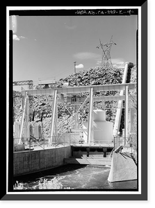 Historic Framed Print, Los Angeles Aqueduct, Control Gorge Power Plant, Los Angeles, Los Angeles County, CA - 4,  17-7/8" x 21-7/8"