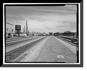 Historic Framed Print, Southern Pacific Depot, Water Tower, 65 Cahill Street, San Jose, Santa Clara County, CA,  17-7/8" x 21-7/8"
