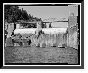 Historic Framed Print, Pit 4 Diversion Dam, Pit River west of State Highway 89, Big Bend, Shasta County, CA - 18,  17-7/8" x 21-7/8"