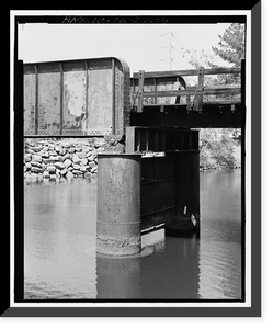 Historic Framed Print, Napa River Railroad Bridge, Spanning Napa River, east of Soscol Avenue, Napa, Napa County, CA - 4,  17-7/8" x 21-7/8"