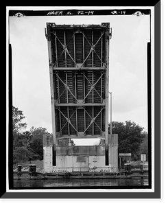 Historic Framed Print, Palm Valley Bridge, County Road 210 spanning Intracoastal Waterway, Ponte Vedra Beach, St. Johns County, FL - 14,  17-7/8" x 21-7/8"