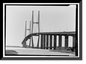 Historic Framed Print, Sidney Lanier Bridge, Spanning Brunswick River, Brunswick, Glynn County, GA - 28,  17-7/8" x 21-7/8"