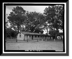 Historic Framed Print, Eglin Air Force Base, Storehouse & Company Administration, Southeast of Flager Road, Nassau Lane, & southern edge of Weekly Bayou, Valparaiso, Okaloosa County, FL,  17-7/8" x 21-7/8"