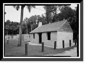 Historic Framed Print, Kingsley Plantation, Slave Quarters, 11676 Palmetto Avenue, Jacksonville, Duval County, FL,  17-7/8" x 21-7/8"