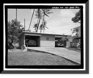 Historic Framed Print, U.S. Naval Base, Pearl Harbor, Naval Housing Area Makalapa, Carport Type with Central Storage Rooms, Various locations throughout housing area, Pearl City, Honolulu County, HI,  17-7/8" x 21-7/8"