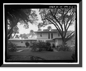 Historic Framed Print, U.S. Naval Base, Pearl Harbor, Naval Housing Area Hospital Point, Surgeon's Quarters Type, 2-5 First Street, Pearl City, Honolulu County, HI - 4,  17-7/8" x 21-7/8"