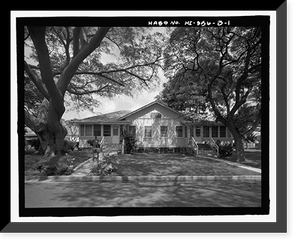 Historic Framed Print, U.S. Naval Base, Pearl Harbor, Naval Housing Area Hospital Point, Radio Station Duplex for Chief Operators' Quarters, 2-3 Ford Island Way, Pearl City, Honolulu County, HI,  17-7/8" x 21-7/8"