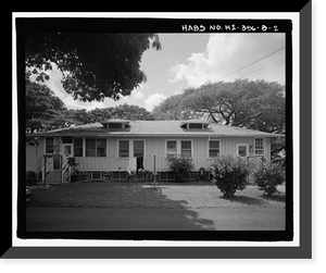 Historic Framed Print, U.S. Naval Base, Pearl Harbor, Naval Housing Area Hospital Point, Radio Station Duplex for Chief Operators' Quarters, 2-3 Ford Island Way, Pearl City, Honolulu County, HI - 2,  17-7/8" x 21-7/8"