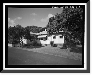 Historic Framed Print, U.S. Naval Base, Pearl Harbor, Naval Housing Area Hospital Point, Quarters for Officer in Charge of Radio Station, 1 Ford Island Way, Pearl City, Honolulu County, HI - 3,  17-7/8" x 21-7/8"