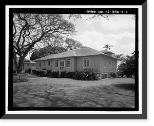 Historic Framed Print, U.S. Naval Base, Pearl Harbor, Naval Housing Area Hospital Point, Pharmacist's Quarters Type, 13-16 First Street, Pearl City, Honolulu County, HI,  17-7/8" x 21-7/8"