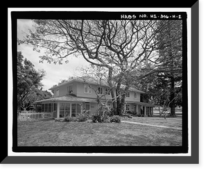 Historic Framed Print, U.S. Naval Base, Pearl Harbor, Naval Housing Area Hospital Point, Chapel & Duplex Quarters, 9 First Street, Pearl City, Honolulu County, HI - 2,  17-7/8" x 21-7/8"