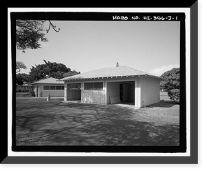 Historic Framed Print, U.S. Naval Base, Pearl Harbor, Naval Housing Area Hospital Point, Pharmacists' Garage Type, First Street near Kean Road, Pearl City, Honolulu County, HI,  17-7/8" x 21-7/8"