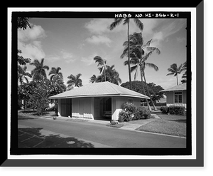 Historic Framed Print, U.S. Naval Base, Pearl Harbor, Naval Housing Area Hospital Point, Junior Officers' Garage, First Street west of Hospital Way, Pearl City, Honolulu County, HI,  17-7/8" x 21-7/8"