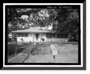 Historic Framed Print, U.S. Naval Base, Pearl Harbor, Naval Housing Area Pearl City Peninsula, Defense Housing Project Type 47A, 308 Laniwai Avenue, Pearl City, Honolulu County, HI,  17-7/8" x 21-7/8"