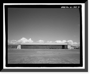 Historic Framed Print, U.S. Naval Base, Pearl Harbor, Seaplane Hangar, Lexington Boulevard west of Gannet Street, Pearl City, Honolulu County, HI - 3,  17-7/8" x 21-7/8"