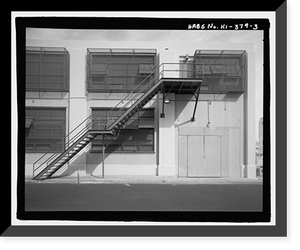 Historic Framed Print, U.S. Naval Base, Pearl Harbor, Storehouse, Liscome Bay Street betweeen Gannet Street & Lexington Boulevard, Pearl City, Honolulu County, HI - 3,  17-7/8" x 21-7/8"