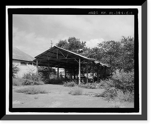 Historic Framed Print, Ewa Plantation Company Industrial Center, Iron & Steel Supply Shed, Honouliuli Plain, near intersection of Renton Road & Park Row, Ewa, Honolulu County, HI,  17-7/8" x 21-7/8"