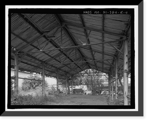 Historic Framed Print, Ewa Plantation Company Industrial Center, Iron & Steel Supply Shed, Honouliuli Plain, near intersection of Renton Road & Park Row, Ewa, Honolulu County, HI - 4,  17-7/8" x 21-7/8"