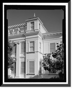 Historic Framed Print, Mare Island Naval Shipyard, Commandant's Quarters, Walnut Avenue, west side near Eighth Street, Vallejo, Solano County, CA,  17-7/8" x 21-7/8"