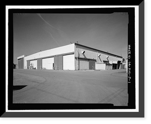Historic Framed Print, Douglas Aircraft Company Long Beach Plant, Maintenance Shop, 3855 Lakewood Boulevard, Long Beach, Los Angeles County, CA,  17-7/8" x 21-7/8"