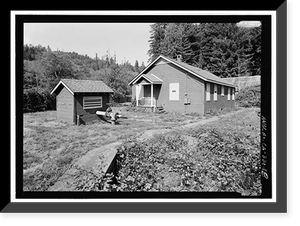Historic Framed Print, Prairie Creek Fish Hatchery, Hwy. 101, Orick, Humboldt County, CA - 18,  17-7/8" x 21-7/8"
