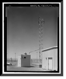 Historic Framed Print, Beale Air Force Base, Perimeter Acquisition Vehicle Entry Phased-Array Warning System, Microwave Equipment Building, End of Spencer Paul Road, north of Warren Shingle, Marysville vicinity, Yuba County, CA,  17-7/8" x 21-7/8"