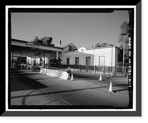 Historic Framed Print, U.S. Inspection Station, Main Building, California State Highway 188, Tecate Road, Tecate, San Diego County, CA,  17-7/8" x 21-7/8"