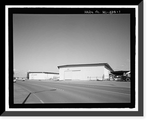 Historic Framed Print, U.S. Naval Base, Pearl Harbor, Temporary Storehouses - 1944 Type, North Road at Neches Avenue, Pearl Harbor, Honolulu County, HI,  17-7/8" x 21-7/8"