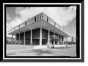 Historic Framed Print, Hawai'i State Capitol, Beretania and Punchbowl Streets, Honolulu, Honolulu County, HI - 3,  17-7/8" x 21-7/8"