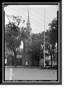 Historic Framed Print, First Church of Christ, Wethersfield, Hartford County, CT,  17-7/8" x 21-7/8"