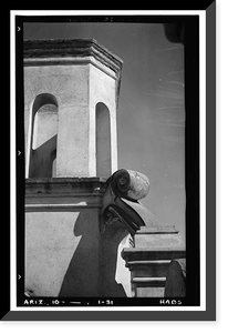 Historic Framed Print, San Xavier del Bac Mission, Mission Road, Tucson vicinity, Pima County, AZ - 6,  17-7/8" x 21-7/8"