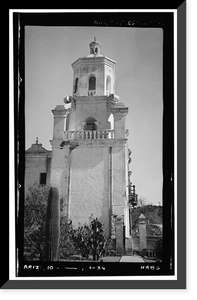 Historic Framed Print, San Xavier del Bac Mission, Mission Road, Tucson vicinity, Pima County, AZ - 7,  17-7/8" x 21-7/8"