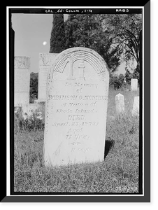 Historic Framed Print, Grave Stones, Mountain View Cemetery, Bigler Street, Columbia, Tuolumne County, CA - 3,  17-7/8" x 21-7/8"