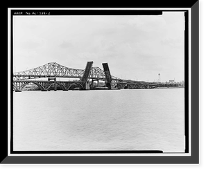Historic Framed Print, Keller Memorial Bridge, Spanning Tennessee River at U.S. Highway 31, Decatur, Morgan County, AL - 2,  17-7/8" x 21-7/8"