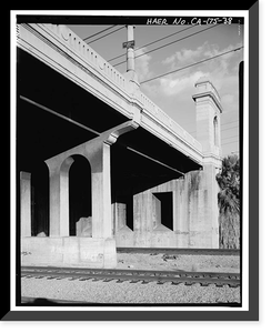Historic Framed Print, First Street Bridge, Spanning Los Angeles River at First Street, Los Angeles, Los Angeles County, CA - 38,  17-7/8" x 21-7/8"