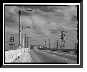 Historic Framed Print, Sixth Street Bridge, Spanning 101 Freeway at Sixth Street, Los Angeles, Los Angeles County, CA - 44,  17-7/8" x 21-7/8"