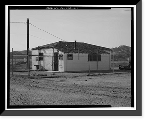 Historic Framed Print, Prado Dam, Service Vehicle Garage, Santa Ana River near junction of State Highways 71, Corona vicinity, Riverside County, CA,  17-7/8" x 21-7/8"